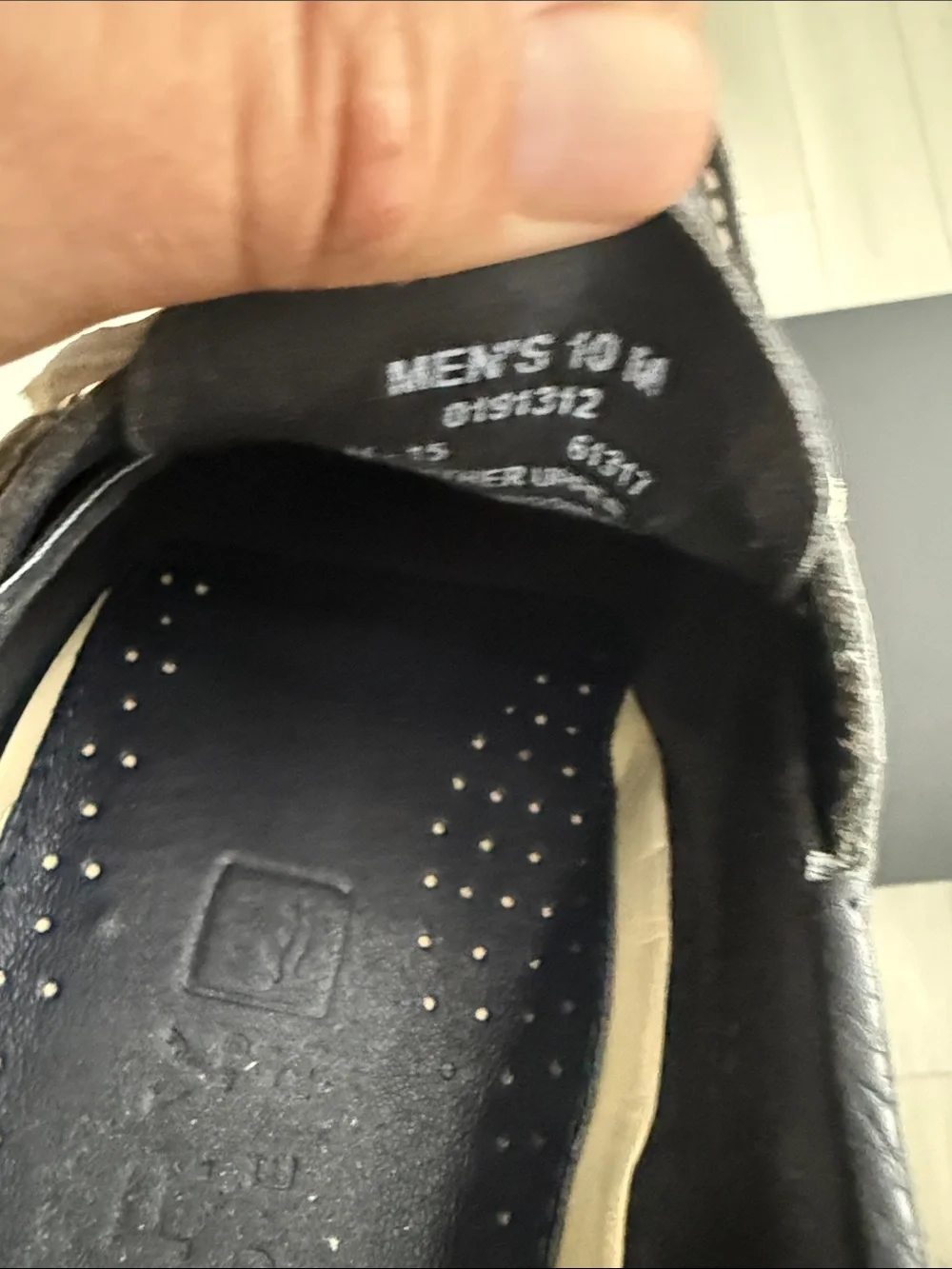 Sperry Navy Leather Boat Shoes with Cream Trim